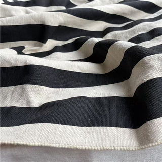 Belgian Fashion Designer Stripes Off-White Non-Stretch Hemp Canvas DS24622