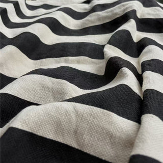 Belgian Fashion Designer Stripes Off-White Non-Stretch Hemp Canvas DS24622