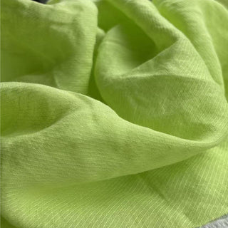 French Fashion Designer Solid Chartreuse Non-Stretch Sand Washed Organic Linen Twill DS24623