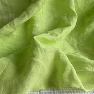 French Fashion Designer Solid Chartreuse Non-Stretch Sand Washed Organic Linen Twill DS24623