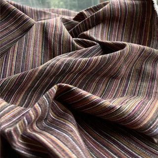 French Fashion Designer Stripes Brown Non-Stretch Linen Cotton Blended Plain Woven DS24624