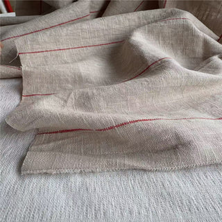 French Fashion Designer Stripes Brown Non-Stretch Sand Washed Linen Cotton Blended Plain Woven DS24627
