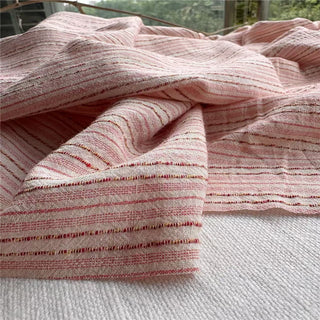 French Fashion Designer Stripes Pink Non-Stretch Linen Cotton Blended Dobby Jacquard DS24630