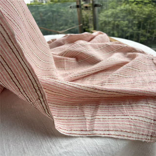 French Fashion Designer Stripes Pink Non-Stretch Linen Cotton Blended Dobby Jacquard DS24630