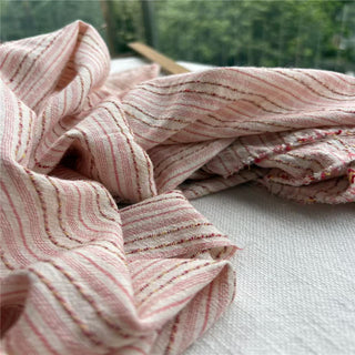 French Fashion Designer Stripes Pink Non-Stretch Linen Cotton Blended Dobby Jacquard DS24630