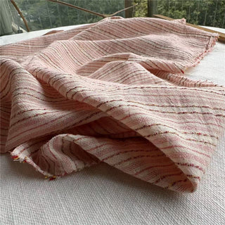 French Fashion Designer Stripes Pink Non-Stretch Linen Cotton Blended Dobby Jacquard DS24630