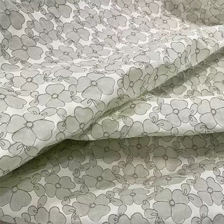 Korean Fashion Designer Floral Green Non-Stretch Salt Shrinking / Puckered Cotton Linen Blended Seersucker DS25601