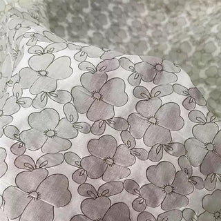 Korean Fashion Designer Floral Green Non-Stretch Salt Shrinking / Puckered Cotton Linen Blended Seersucker DS25601