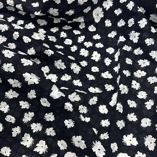 Japanese Fashion Designer Floral Black Non-Stretch Salt Shrinking / Puckered Cotton Seersucker DS25604
