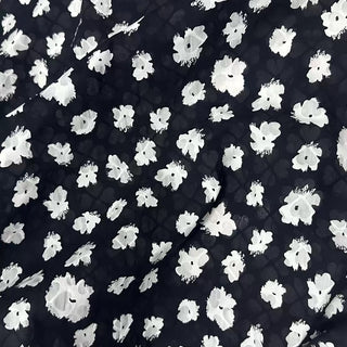 Japanese Fashion Designer Floral Black Non-Stretch Salt Shrinking / Puckered Cotton Seersucker DS25604