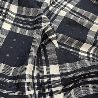 Italian Designer Plaid Black Non-Stretch Peached Cotton Linen Blended Dobby Jacquard DS25608