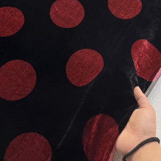 Japanese Fashion Designer Polka Dot Black Non-Stretch Mulberry Silk Velvet DS26517 -40 Momme