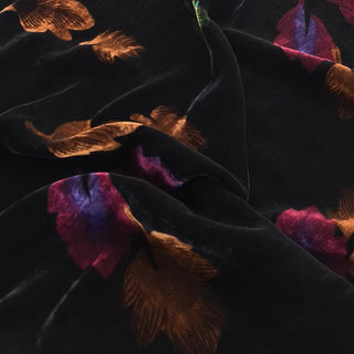 Japanese Fashion Designer Floral Multi Color Non-Stretch Mulberry Silk Velvet DS26518 -40 Momme