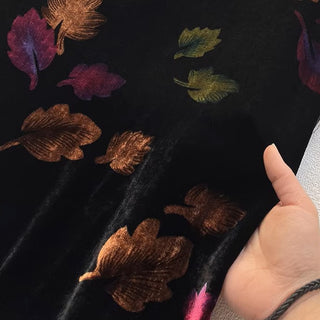 Japanese Fashion Designer Floral Multi Color Non-Stretch Mulberry Silk Velvet DS26518 -40 Momme