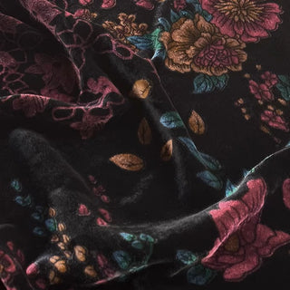 Japanese Fashion Designer Floral Multi Color Non-Stretch Mulberry Silk Velvet DS26519 -40 Momme