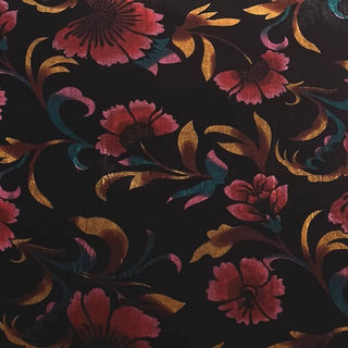 Japanese Fashion Designer Floral Multi Color Non-Stretch Mulberry Silk Velvet DS26520 -40 Momme