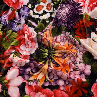 Japanese Fashion Designer Floral Multi Color Non-Stretch Mulberry Silk Velvet DS26523 -40 Momme