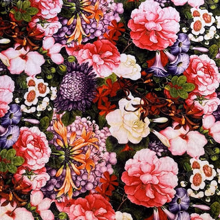 Japanese Fashion Designer Floral Multi Color Non-Stretch Mulberry Silk Velvet DS26523 -40 Momme