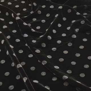 Japanese Fashion Designer Polka Dot Black Non-Stretch Mulberry Silk Velvet DS26527 -40 Momme