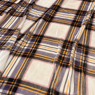 Japanese Fashion Designer Plaid Off-White Non-Stretch Mulberry Silk Velvet DS26529 -40 Momme