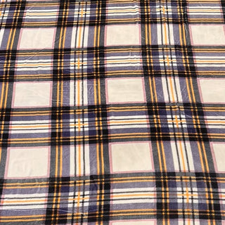 Japanese Fashion Designer Plaid Off-White Non-Stretch Mulberry Silk Velvet DS26529 -40 Momme