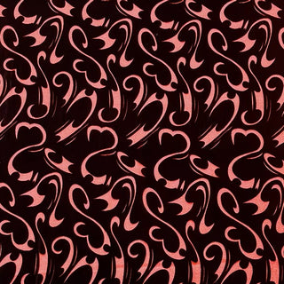 Italian Fashion Designer Abstract Red Non-Stretch Burnout Mulberry Silk Devore Velvet DS26531 -8 Momme