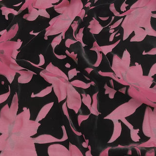 Italian Fashion Designer Floral Pink Non-Stretch Burnout Mulberry Silk Devore Velvet DS26532 -8 Momme