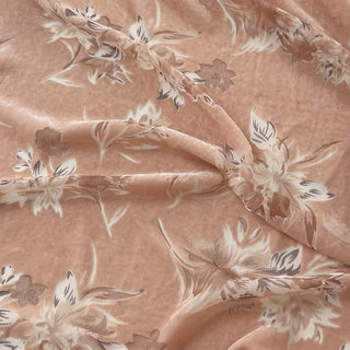 Italian Fashion Designer Floral Pink Non-Stretch Burnout Mulberry Silk Devore Velvet DS26535 -8 Momme