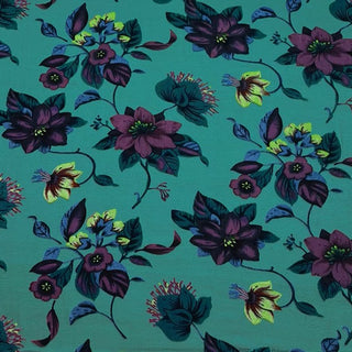 Italian Fashion Designer Floral Green Non-Stretch Burnout Mulberry Silk Devore Velvet DS26537 -8 Momme