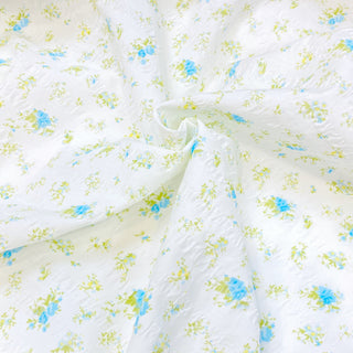 Yardblox Exclusive Korean Fashion Designer Floral White/Multi Color Non-Stretch Salt shrinking/Puckered Cotton Seersucker DS27503