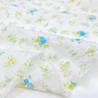 Yardblox Exclusive Korean Fashion Designer Floral White/Multi Color Non-Stretch Salt shrinking/Puckered Cotton Seersucker DS27503