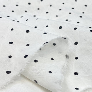 Yardblox Exclusive Korean Fashion Designer Dot/Polka Dot White/Black Non-Stretch Salt shrinking/Puckered Cotton Plain Woven DS27504