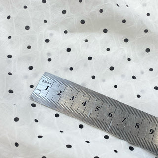 Yardblox Exclusive Korean Fashion Designer Dot/Polka Dot White/Black Non-Stretch Salt shrinking/Puckered Cotton Plain Woven DS27504