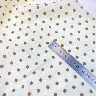 Yardblox Exclusive Korean Fashion Designer Dot/Polka Dot Beige/Brown Non-Stretch Salt shrinking/Puckered Cotton Seersucker DS27505