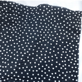 Yardblox Exclusive Korean Fashion Designer Dot/Polka Dot Black/White Non-Stretch Salt shrinking/Puckered Cotton Seersucker DS27506