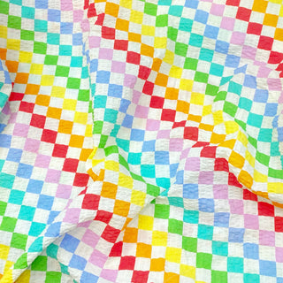 Yardblox Exclusive Korean Fashion Designer Plaid/Checkered Multi Color Non-Stretch Salt shrinking/Puckered Cotton Seersucker DS27507