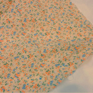 Yardblox Exclusive Korean Fashion Designer Floral Pastel Yellow/Multi Color Non-Stretch Salt shrinking / Puckered Cotton Seersucker DS27508