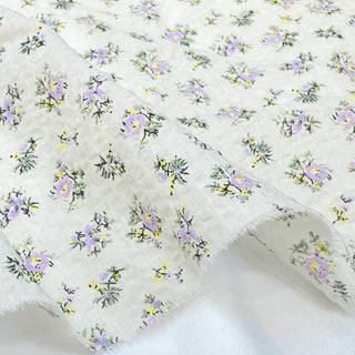 Yardblox Exclusive Korean Fashion Designer Floral White/Multi Color Non-Stretch Salt shrinking/Puckered Cotton Seersucker DS27509