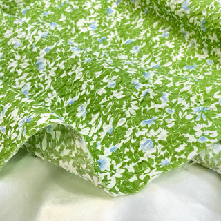 Yardblox Exclusive Korean Fashion Designer Floral Green/Multi Color Non-Stretch Salt shrinking/Puckered Cotton Seersucker DS27511
