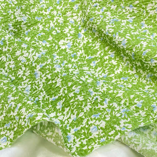 Yardblox Exclusive Korean Fashion Designer Floral Green/Multi Color Non-Stretch Salt shrinking/Puckered Cotton Seersucker DS27511