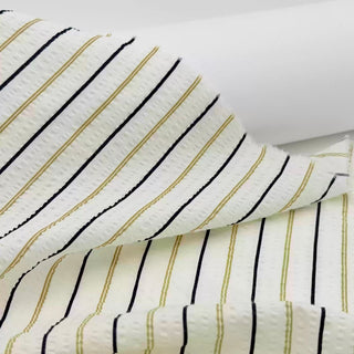 French Fashion Designer Stripes Off-White Non-Stretch Salt Shrinking / Puckered Cotton Seersucker DS27601