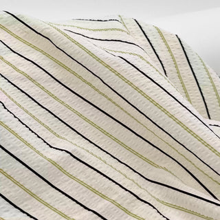 French Fashion Designer Stripes Off-White Non-Stretch Salt Shrinking / Puckered Cotton Seersucker DS27601