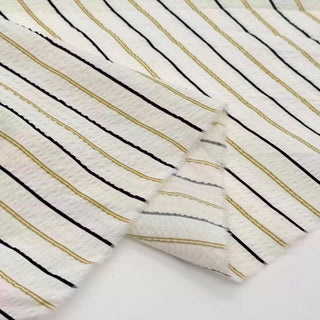 French Fashion Designer Stripes Off-White Non-Stretch Salt Shrinking / Puckered Cotton Seersucker DS27601