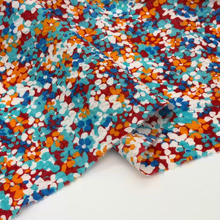 French Fashion Designer Floral Multi Color Non-Stretch Salt Shrinking / Puckered Cotton Seersucker DS27602