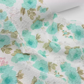 French Fashion Designer Floral White Non-Stretch Salt Shrinking / Puckered Cotton Seersucker DS27603