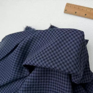 Japanese Fashion Designer Gingham Blue Non-Stretch Salt Shrinking / Puckered Cotton Plain Woven DS27604