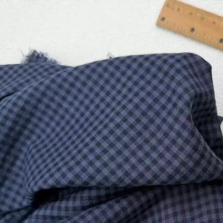 Japanese Fashion Designer Gingham Blue Non-Stretch Salt Shrinking / Puckered Cotton Plain Woven DS27604