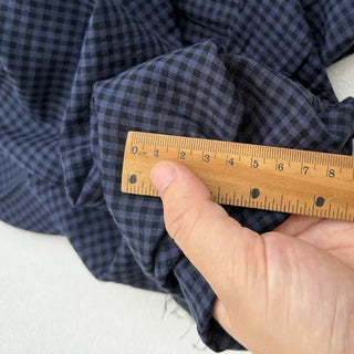 Japanese Fashion Designer Gingham Blue Non-Stretch Salt Shrinking / Puckered Cotton Plain Woven DS27604
