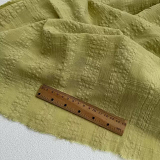 Japanese Fashion Designer Solid Chartreuse Non-Stretch Salt Shrinking / Puckered Cotton Seersucker DS27605