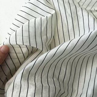 Japanese Fashion Designer Stripes Off-White Non-Stretch Tencel™ / Lyocell Cotton Blended Plain Woven DS27608